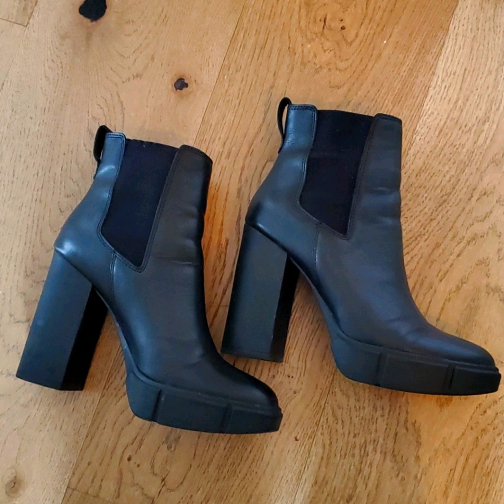 Black platform booties